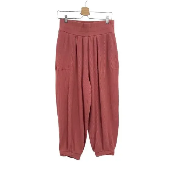 Free People Better Days Jogger‎ Pants Pull-On Balloon Ribbed Pink Size Small - Picture 2 of 11